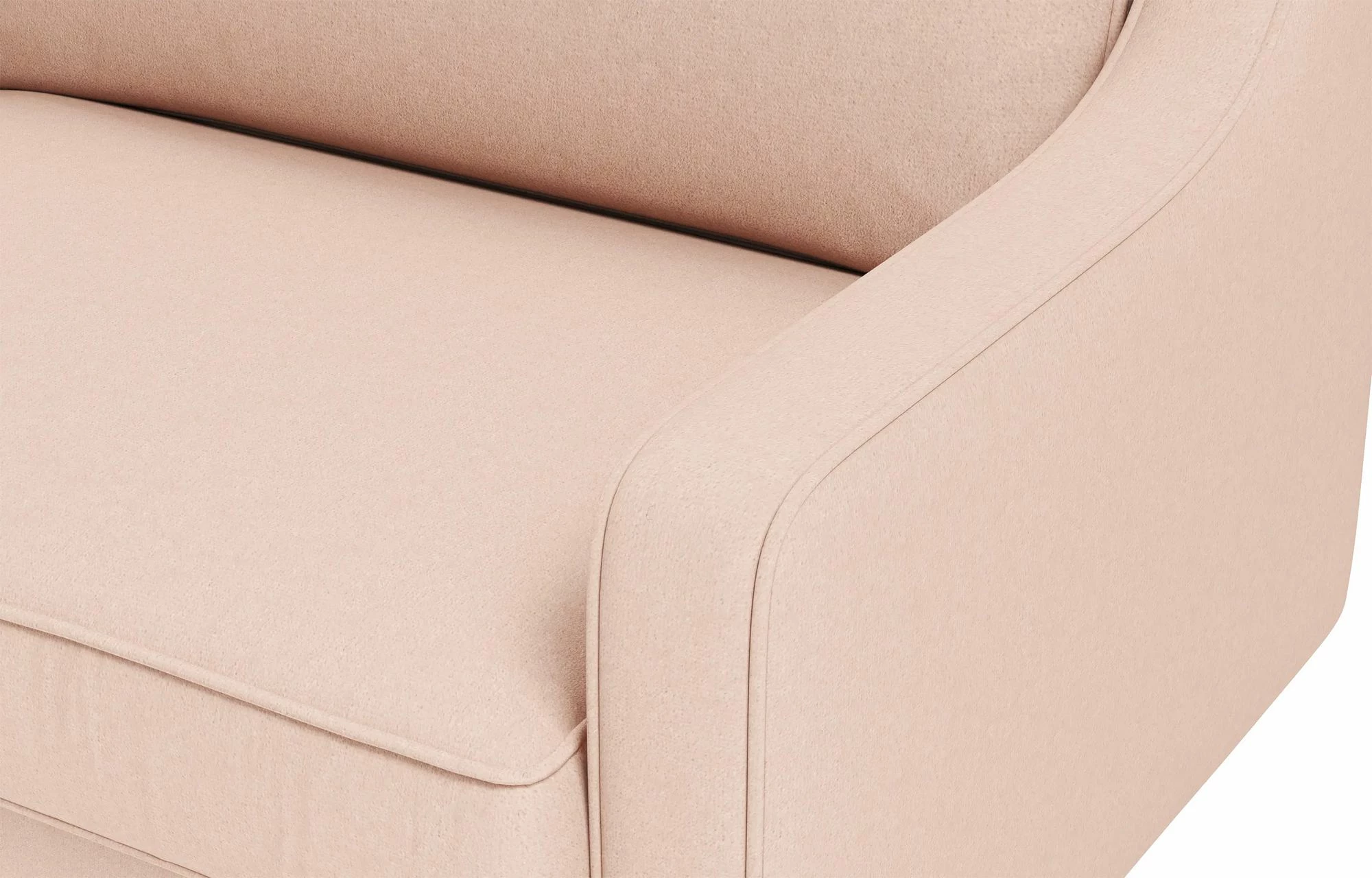 Divan treshe Robin Extra, ngjyrë salmon, këmbë druri arre