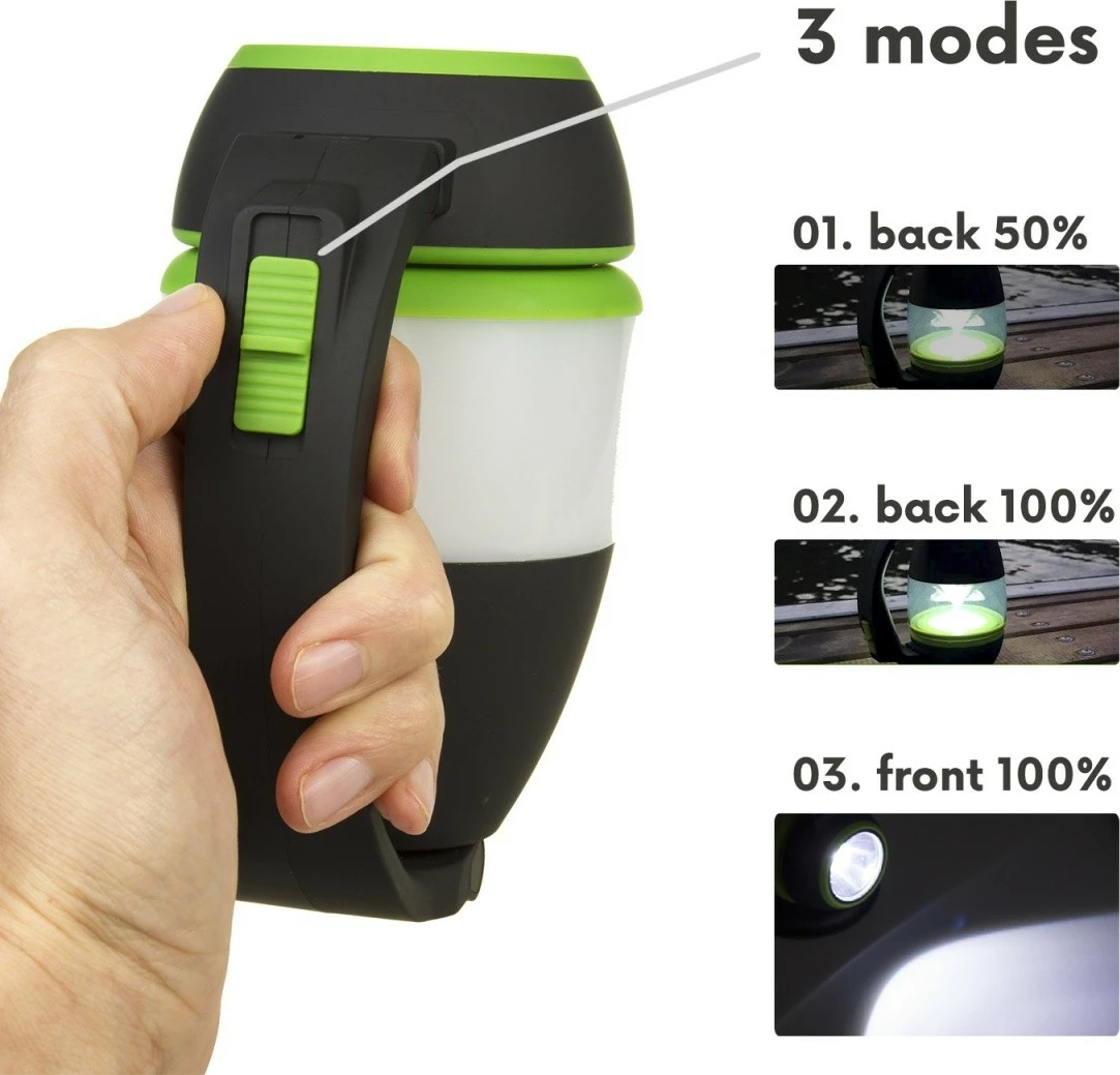 Llambë LED 3-në-1 Maclean MCE298 me powerbank, e zezë/gjelbër/bardhë