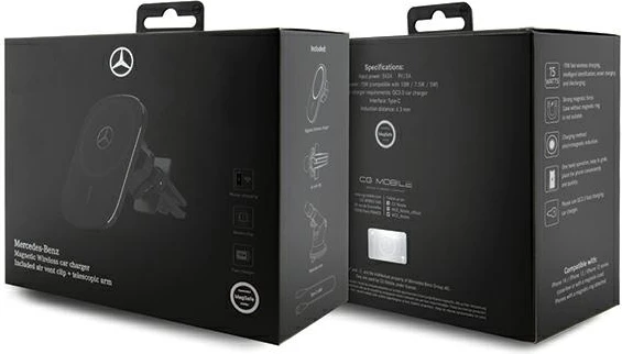 Mbajtës dhe karikues induktiv për celular Mercedes MEWCCGSLK, MagSafe, 15W, i zi