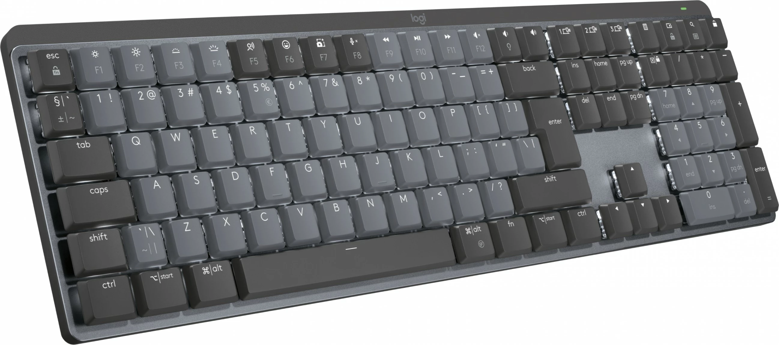 Tastierë mekanike Logitech MX Mechanical Wireless, ndriçim LED i bardhë, full-size, Bluetooth/RF, US Intern