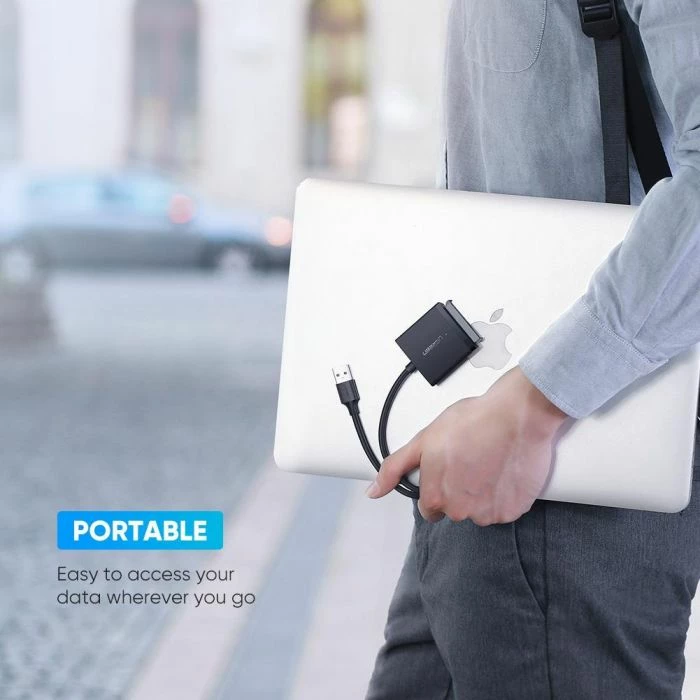 Adapter USB 3.0 në SATA UGREEN 60561, deri 12 TB, 5 Gbps, UASP, për HDD/SSD 2.5\"/3.5\", i zi, me kuti