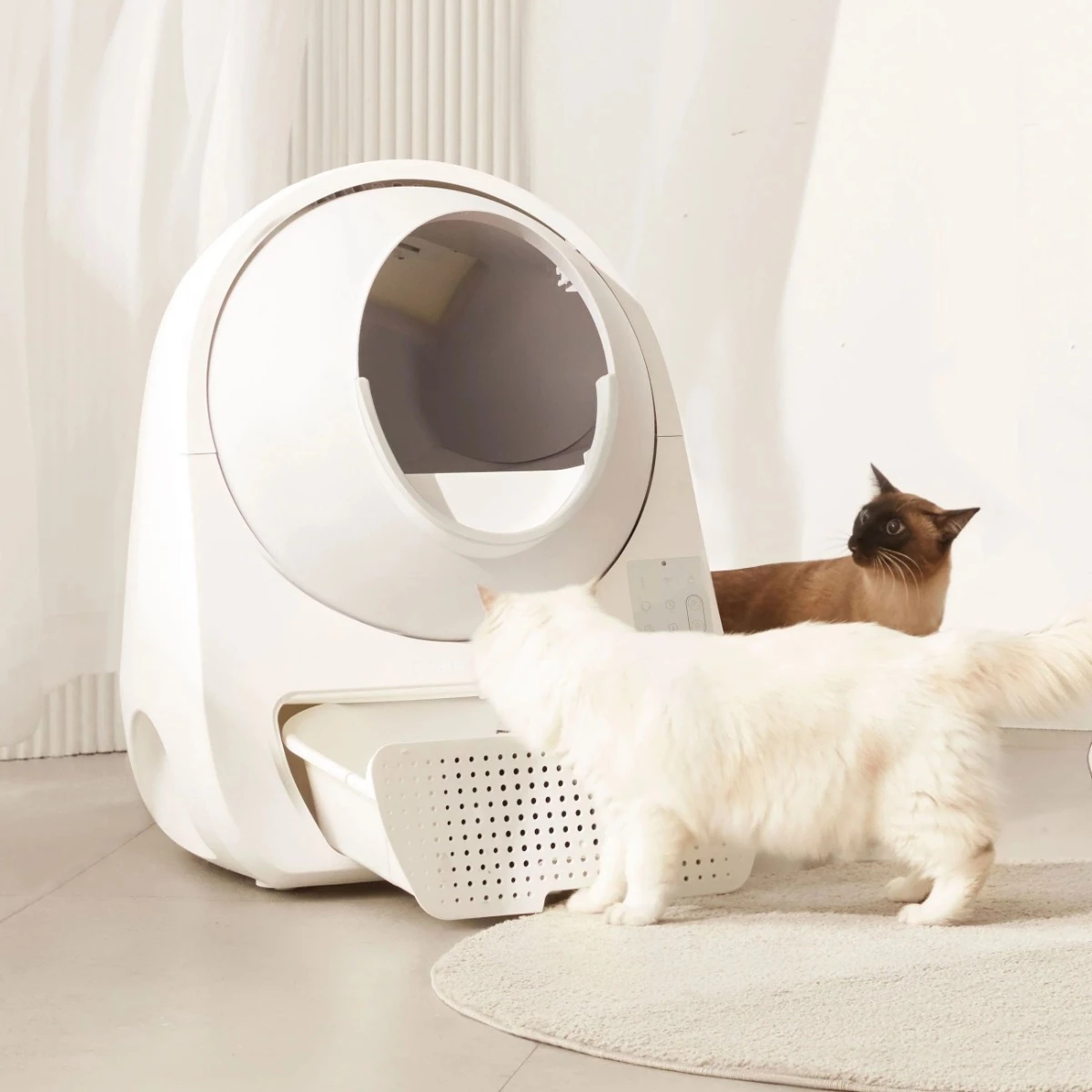 Kuti rëre automatike inteligjente për mace Catlink Pro ULTRA, kamerë 1080p, audio dy-kahësh, monitorim shëndeti, e bardhë