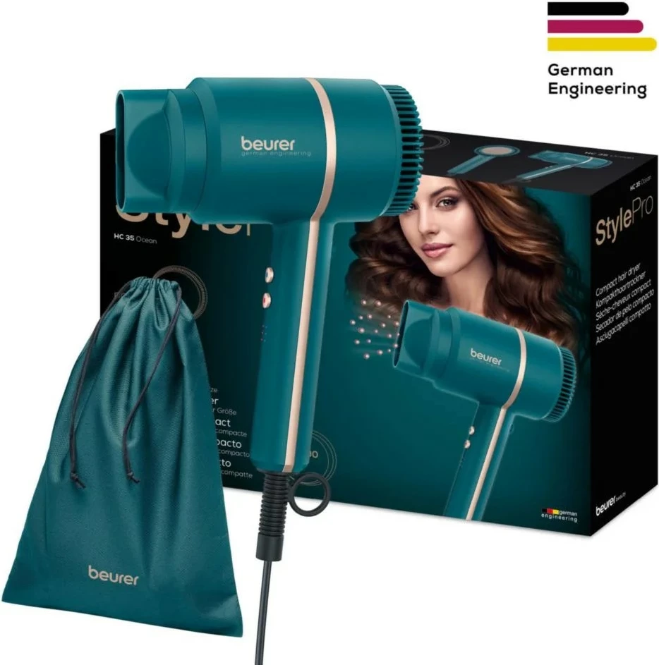 Tharëse flokësh Beurer HC35 Ocean, 2000 W, 3 nivele, jonizim, Kaltër-turkeze