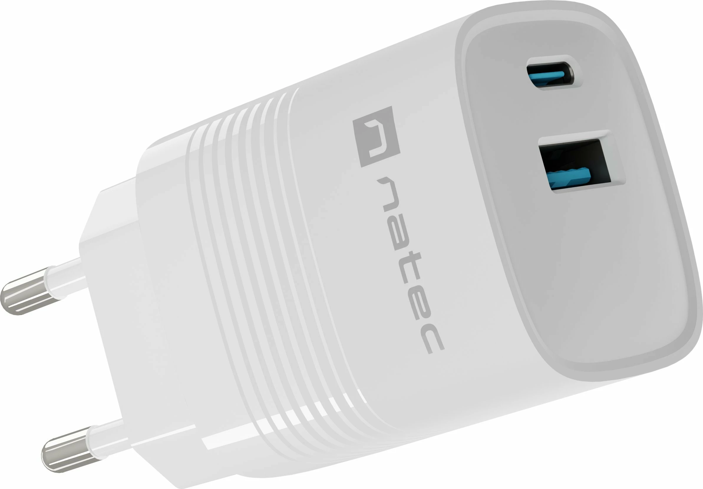 Karikues GaN Natec Ribera NUC-2140 30W 1x USB-A 1x USB-C, i bardhë