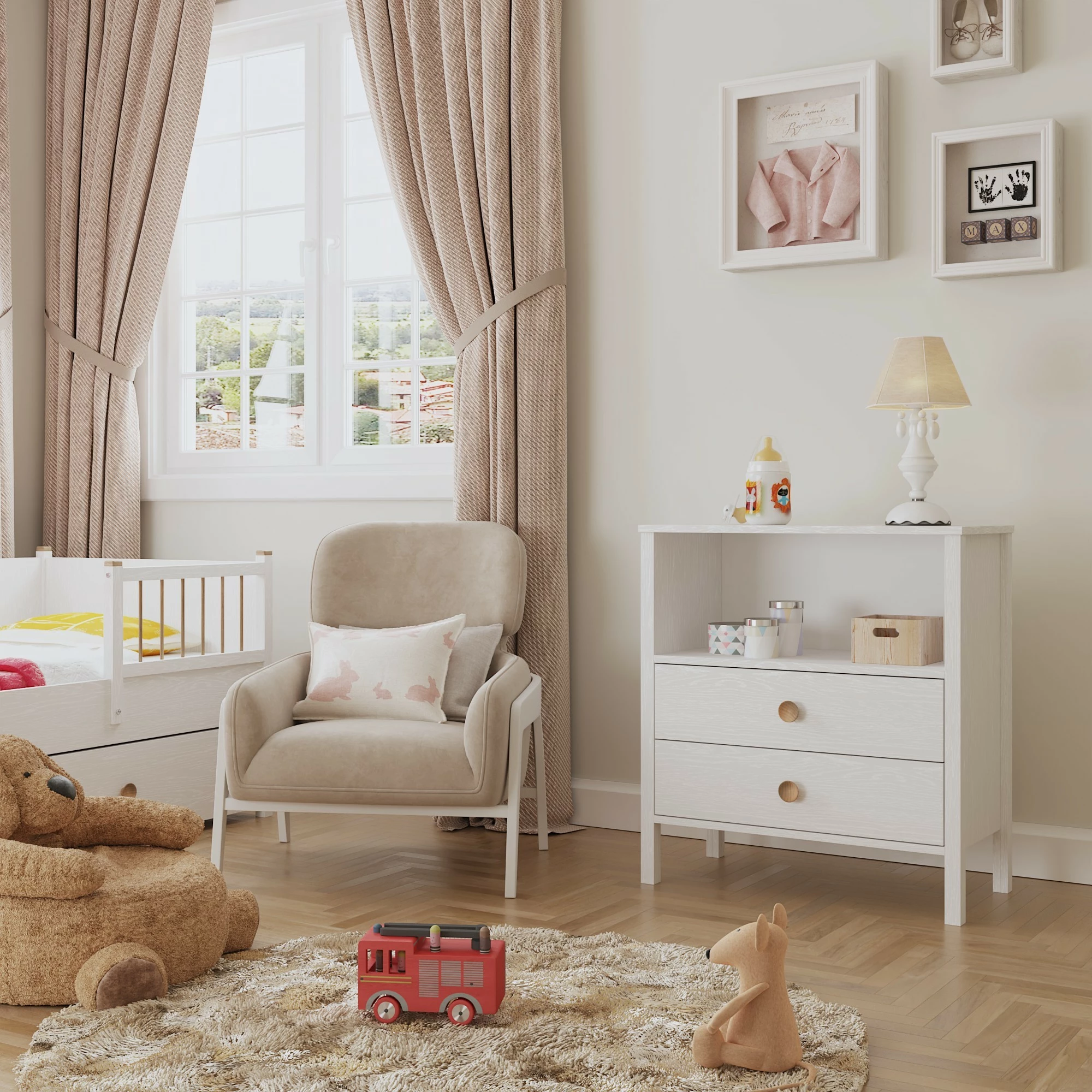 Komodë Hanah Home, FRN-10053, druri dhe e bardhë