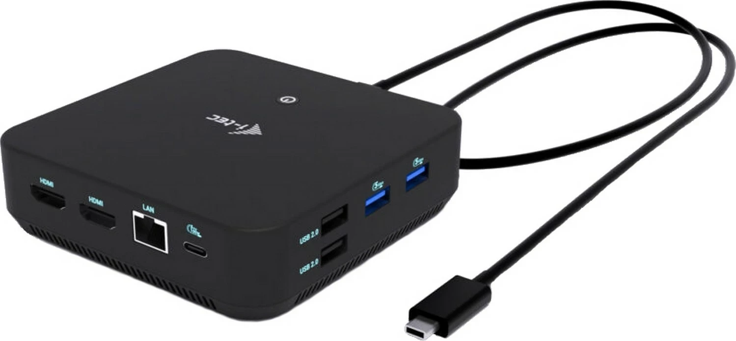 Doking stacion i-tec USB-C DP Dual HDMI 4K 60Hz, 1x USB-C, 5x USB-A, Power Delivery 100W, LAN, Audio, ngjyrë e zezë