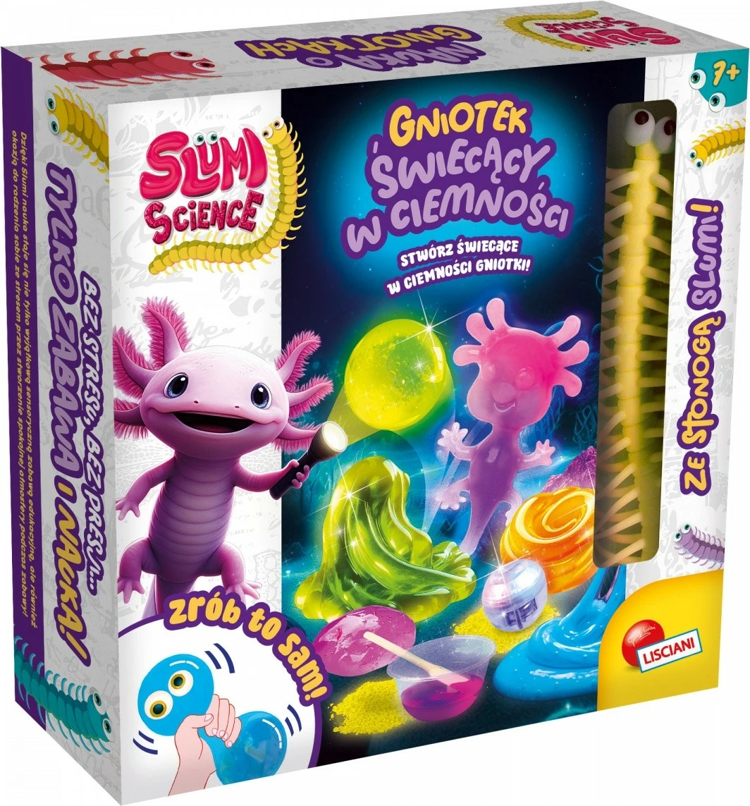 Set shkencor Lisciani Slumi Science, Glowing Putty in the Dark, shumëngjyrësh