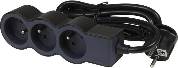 Prizë zgjatuese Legrand 049472, 3x2P+Z, 1.5m, e zezë/gri