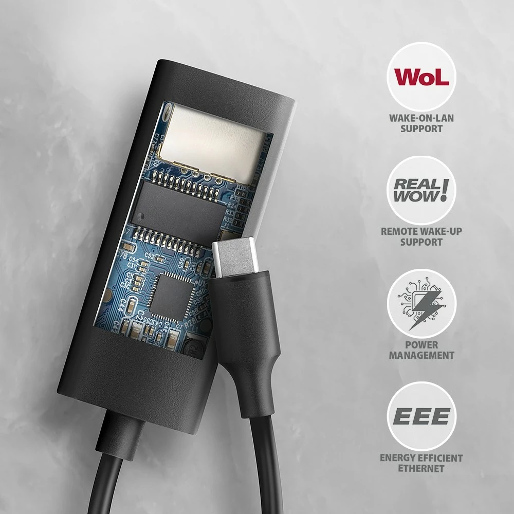 Adapter rrjeti AXAGON ADE-ARC, USB-C 3.2 Gen 1 në Gigabit Ethernet, i zi