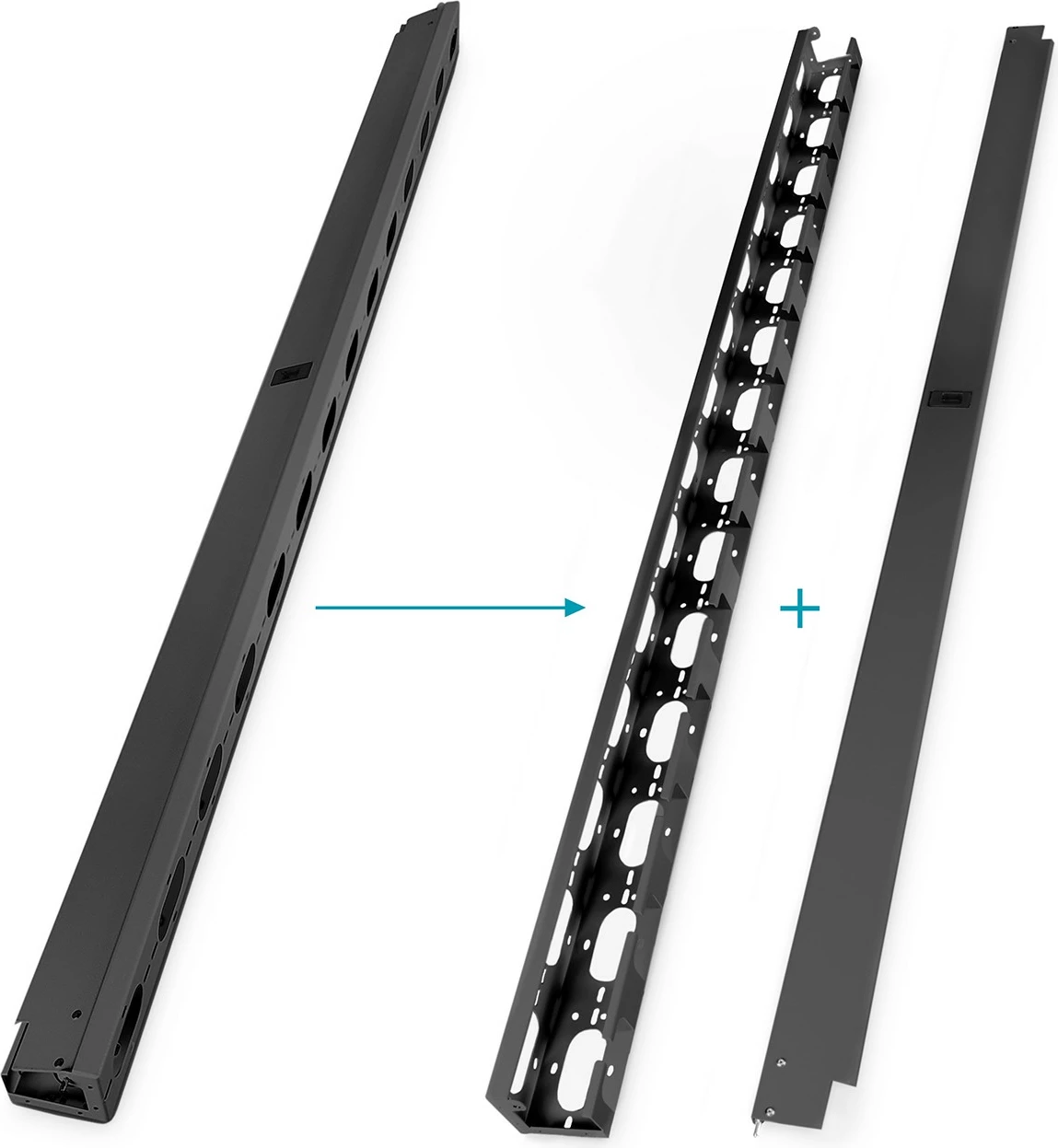 Panel për menaxhim kabllosh Digitus, 42U, 2 copë, për kasë serveri, 19 inç, ngjyrë e zezë