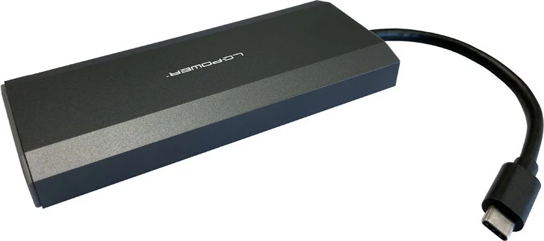 USB hub LC-Power LC-HUB-C-MULTI-7-M2, 2x USB-A, 2x USB-C, HDMI, M.2 SSD, 100W, antracit