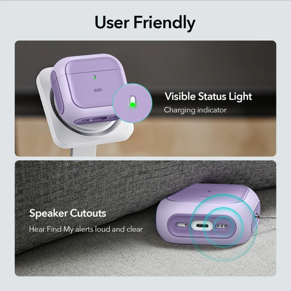 Mbështjellës ESR Orbit HaloLock për AirPods 4, MagSafe, vjollcë
