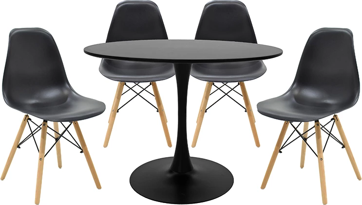 Tavolinë me karrige Balou-Julita, ngjyrë e bardhë-natyrale, Φ100x75cm