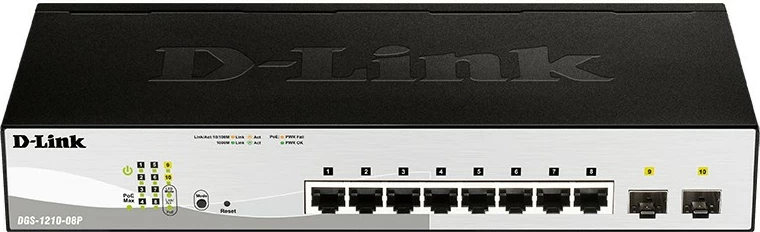 Switch D-Link DGS-1210-08P, Managed, 8 porte, Gigabit Ethernet, PoE