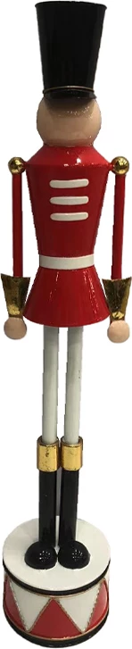 Dekor ushtar i kuq për Krishtlindje, metal, i bardhë, i zi, i kuq, 11x10x53cm