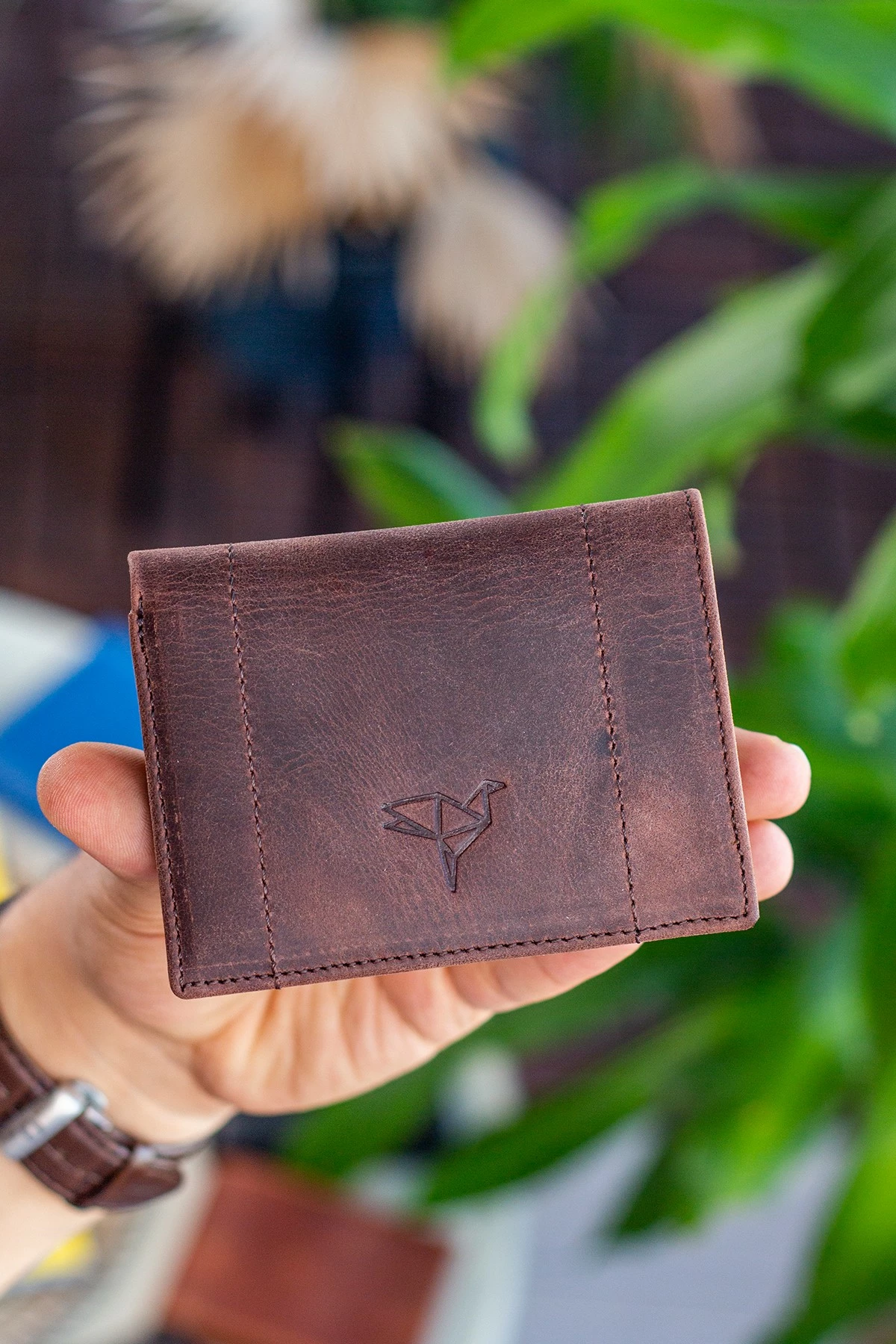 Portofol për burra, lëkurë natyrale, ngjyrë kafe, Zoozie Bags, Franklin Crazy