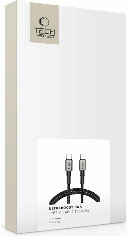 Kabllo USB-C Tech-Protect UltraBoost DNA, 100cm, 100W, Gri