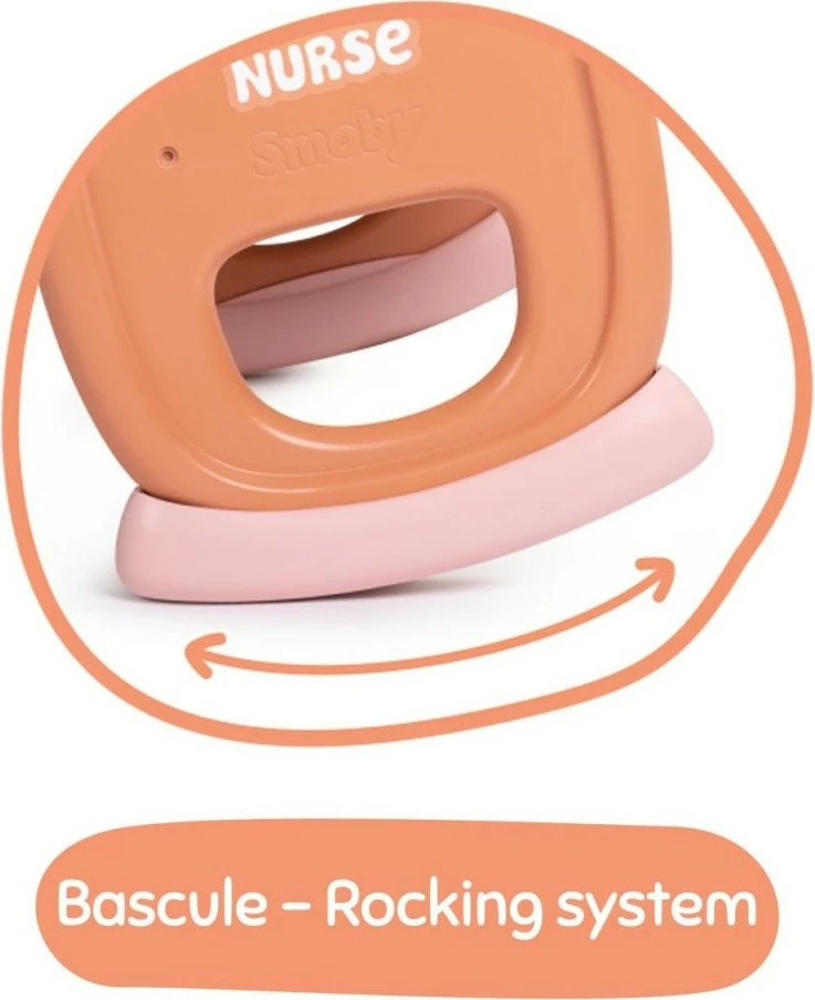 Djep lodër Smoby Baby Nurse 7600220391, plastikë e ricikluar, kafe/rozë/e bardhë