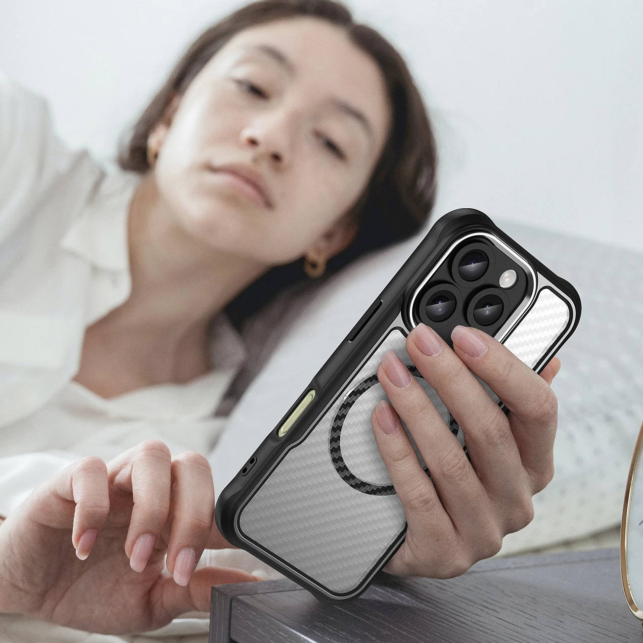 Mbështjellës Hurtel Leading Series MagSafe për iPhone 16 Pro Max, TPU, i zi