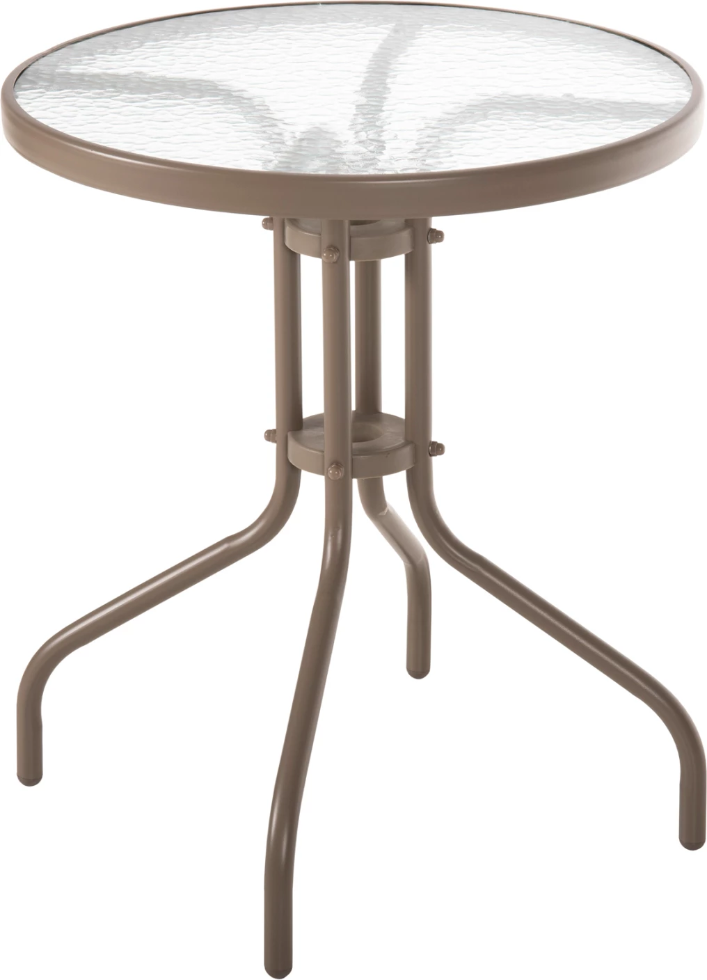 Tavolinë e rrumbullakët për jashtë, ngjyrë shampanjë, FH5079.04, sipërfaqe tavoline prej xhami, Φ60x70H cm