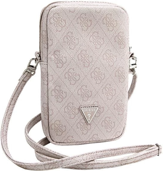 Çantë telefoni, Guess, Zip 4G Triangle, 19x12x3.8 cm, rrip i rregullueshëm, rozë