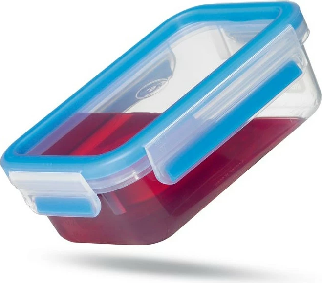 Enë plastike Emsa 508546, 3.7 litra, me kapak klips, transparente/blu