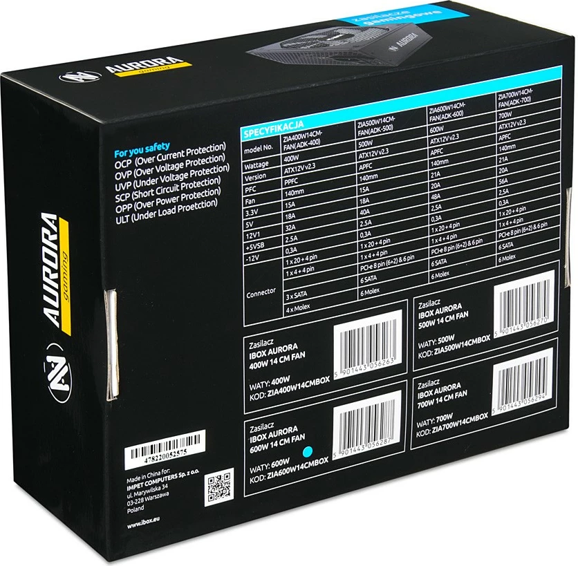 Kasë furnizimi iBOX Aurora 600W, Gaming, e zezë