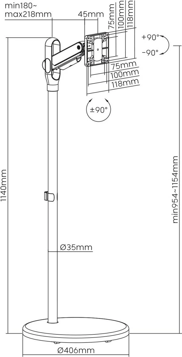 Stendë për monitor/TV Maclean MC970B, 17-35 inç, e zezë