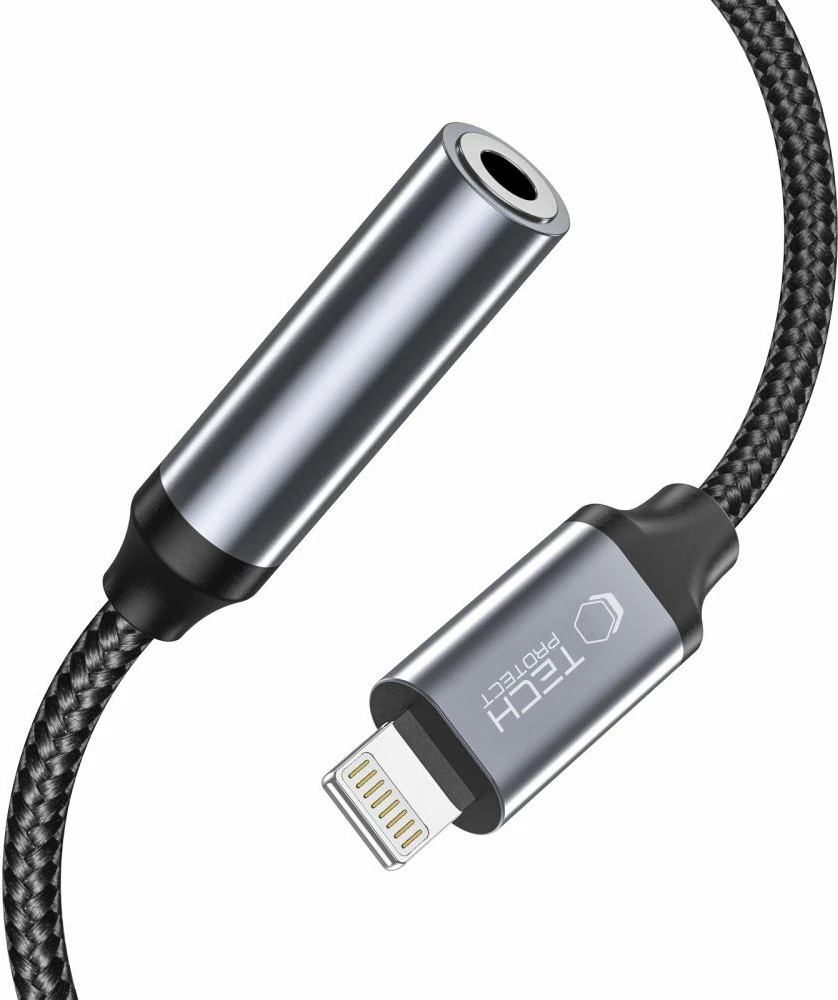 Adapter audio Tech-Protect UltraBoost, Lightning në 3.5mm, i zi