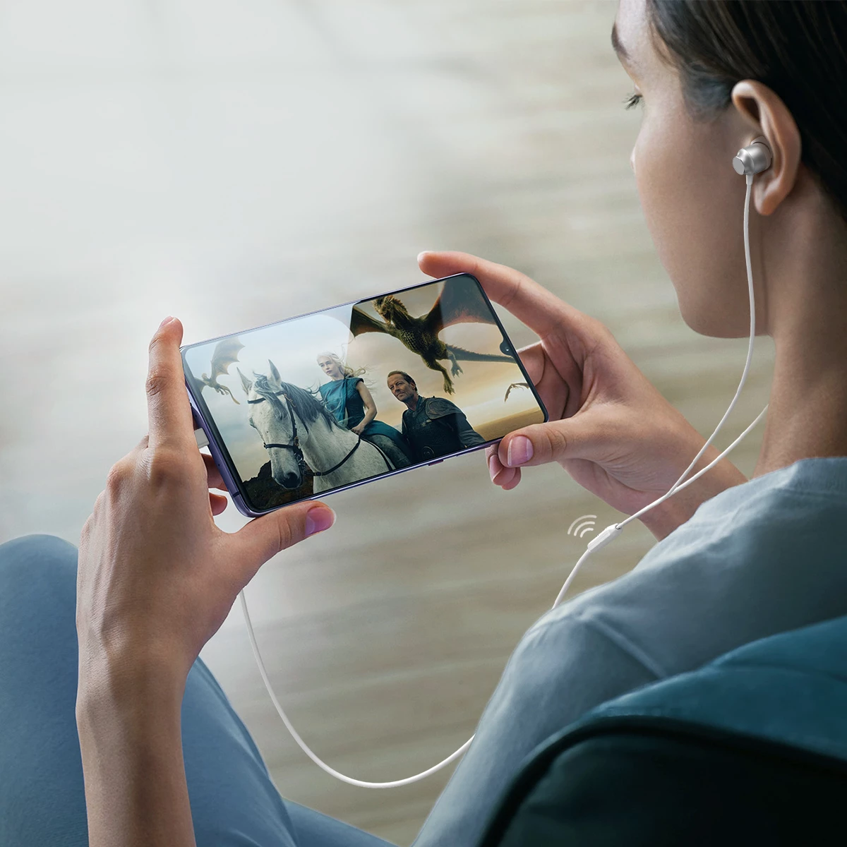 Kufje Joyroom JR-EC06 me USB-C, in-ear, argjendi