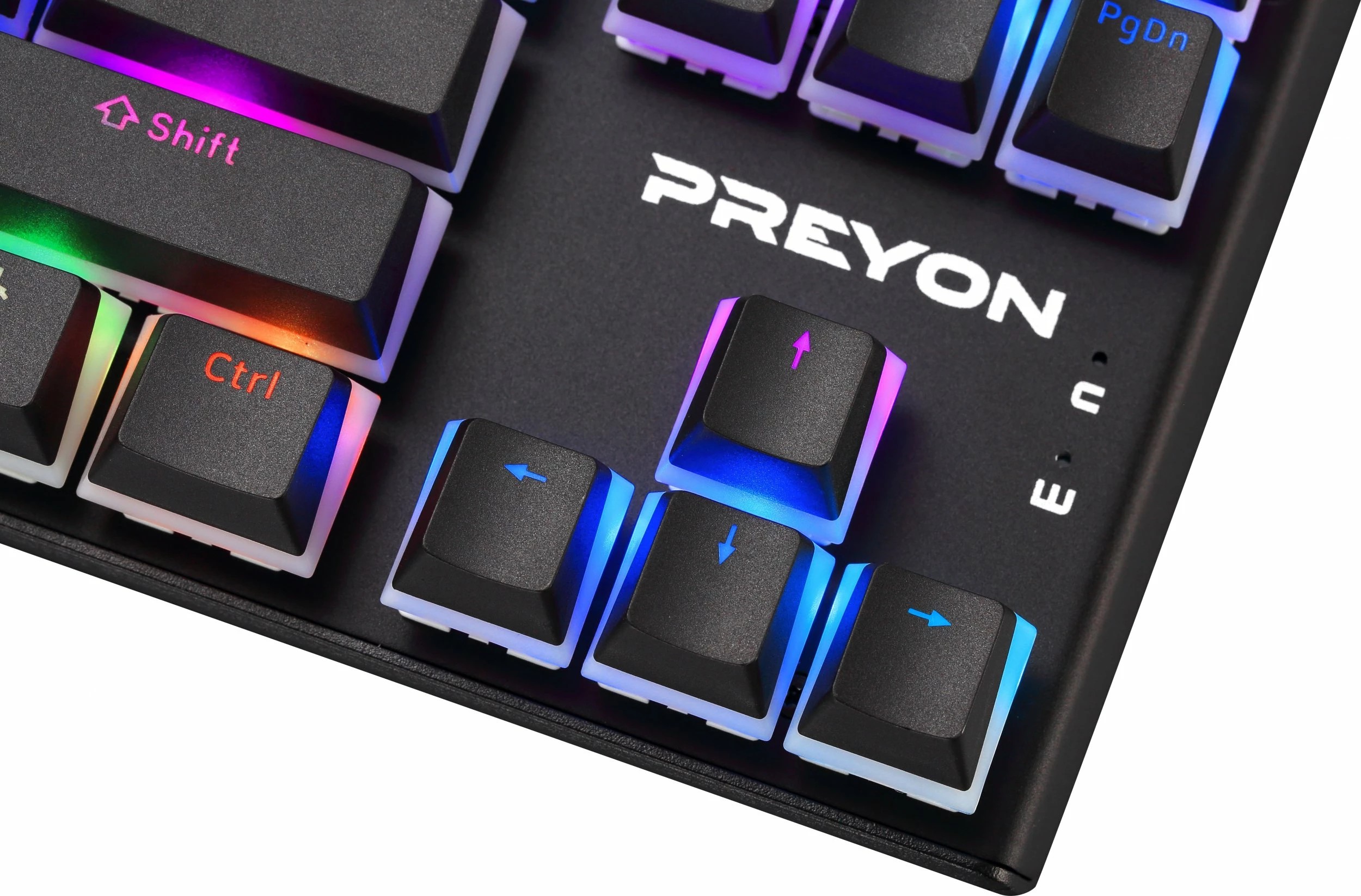 Tastierë mekanike gaming PREYON Blue Blitz Claw PBBC87B, TKL 80%, Gateron Blue, RGB, USB, e zezë, set me keycaps shtesë