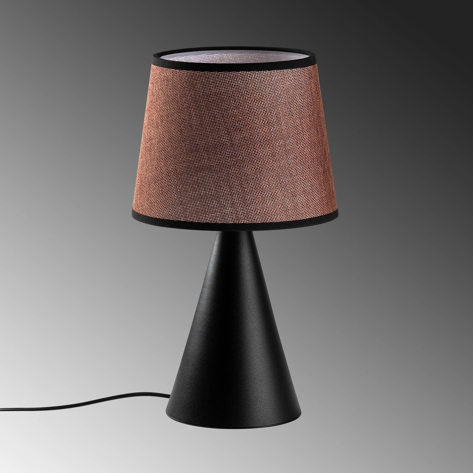 Llambë tavoline Opviq, Kona - 15481, trup metalik, kapak stof, e zezë dhe kafe