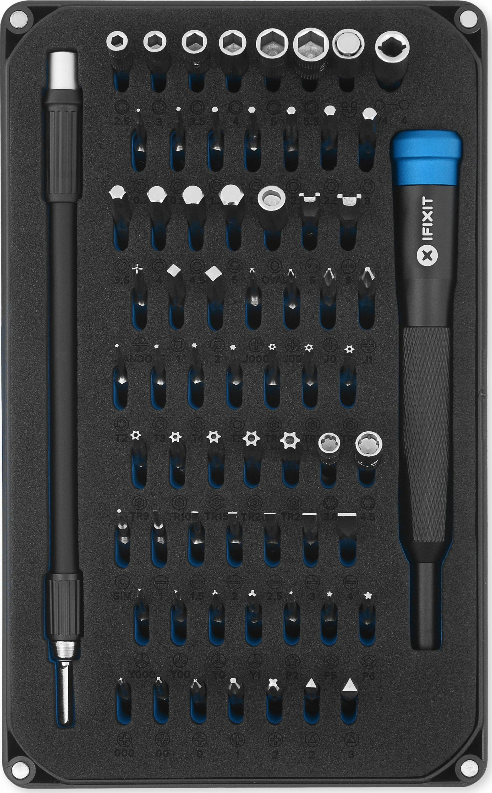 Set bitash precize iFixit Mako EU145299, 64 copë, e zezë/blu
