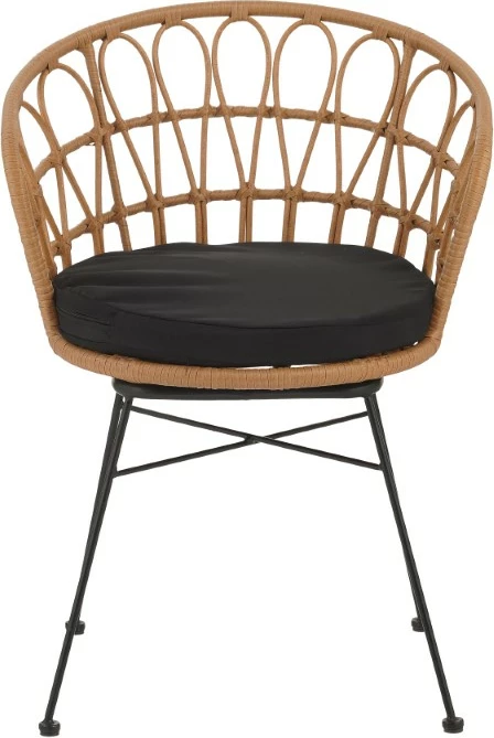 Karrige Felicia rattan natyral-këmbë metalike të zeza D60x81cm