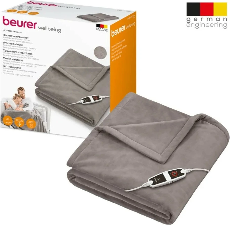 Batanije elektrike Beurer HD150 XXL Cosy, 200x150 cm, 6 nivele, Taupe