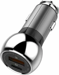 Karikues veture LDNIO C1 36W 2 porta (USB-A + USB-C) PD/QC3.0, zi/argjendtë