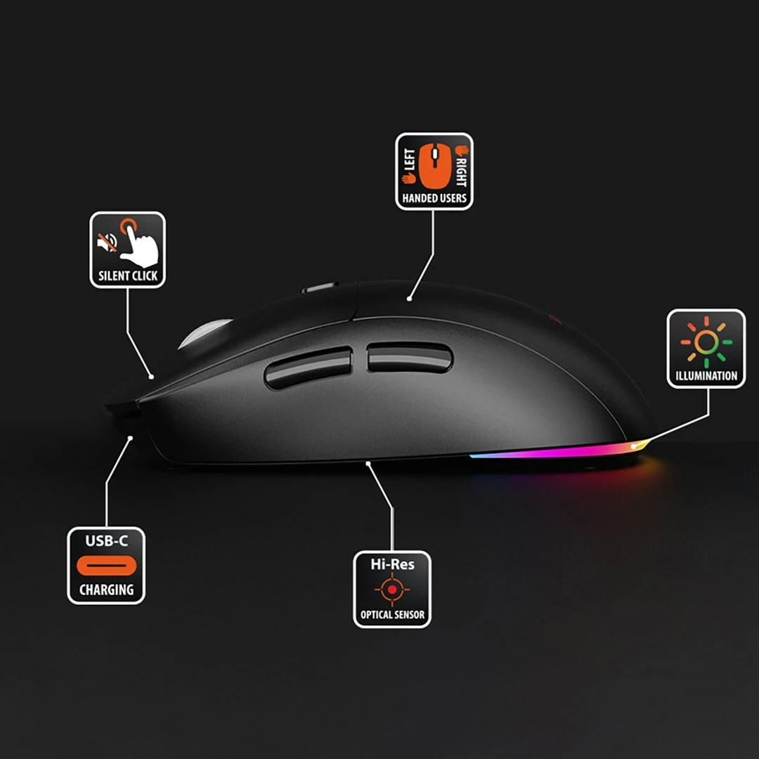 Maus wireless 2-në-1 Media tech MT1124, 3200 DPI, 6 butona, i zi
