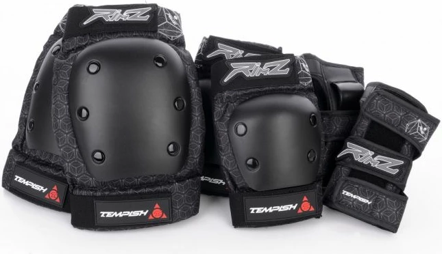 Set mbrojtësesh Tempish për skate, unisex, të zeza