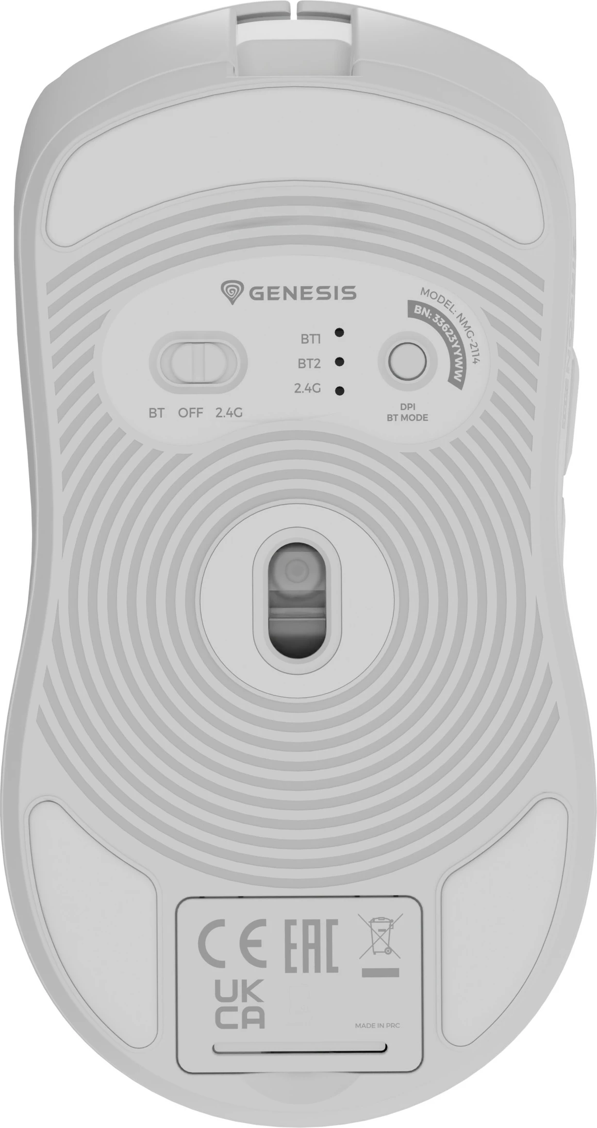 Maus gaming Genesis Zircon 500, wireless, 10000 DPI, i bardhë