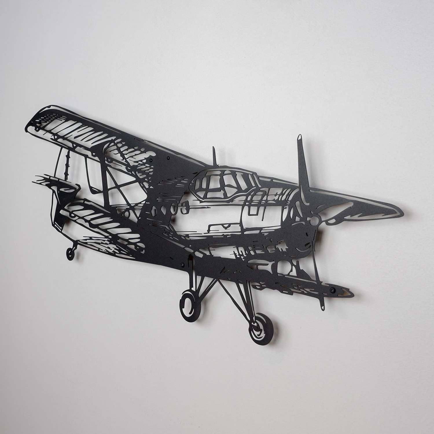 Aksesor dekorativ muri prej metali, aeroplan, ngjyrë e zezë, Wallity, APT322LS, 53x100cm