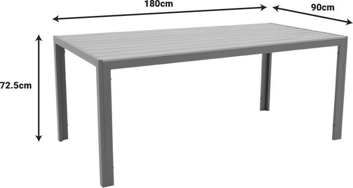 Tavolinë me karrige Nares-Moly C set prej 5 copash alumini anthracite dhe textilene me plywood ngjyrë natyrale 180x90x72.5cm