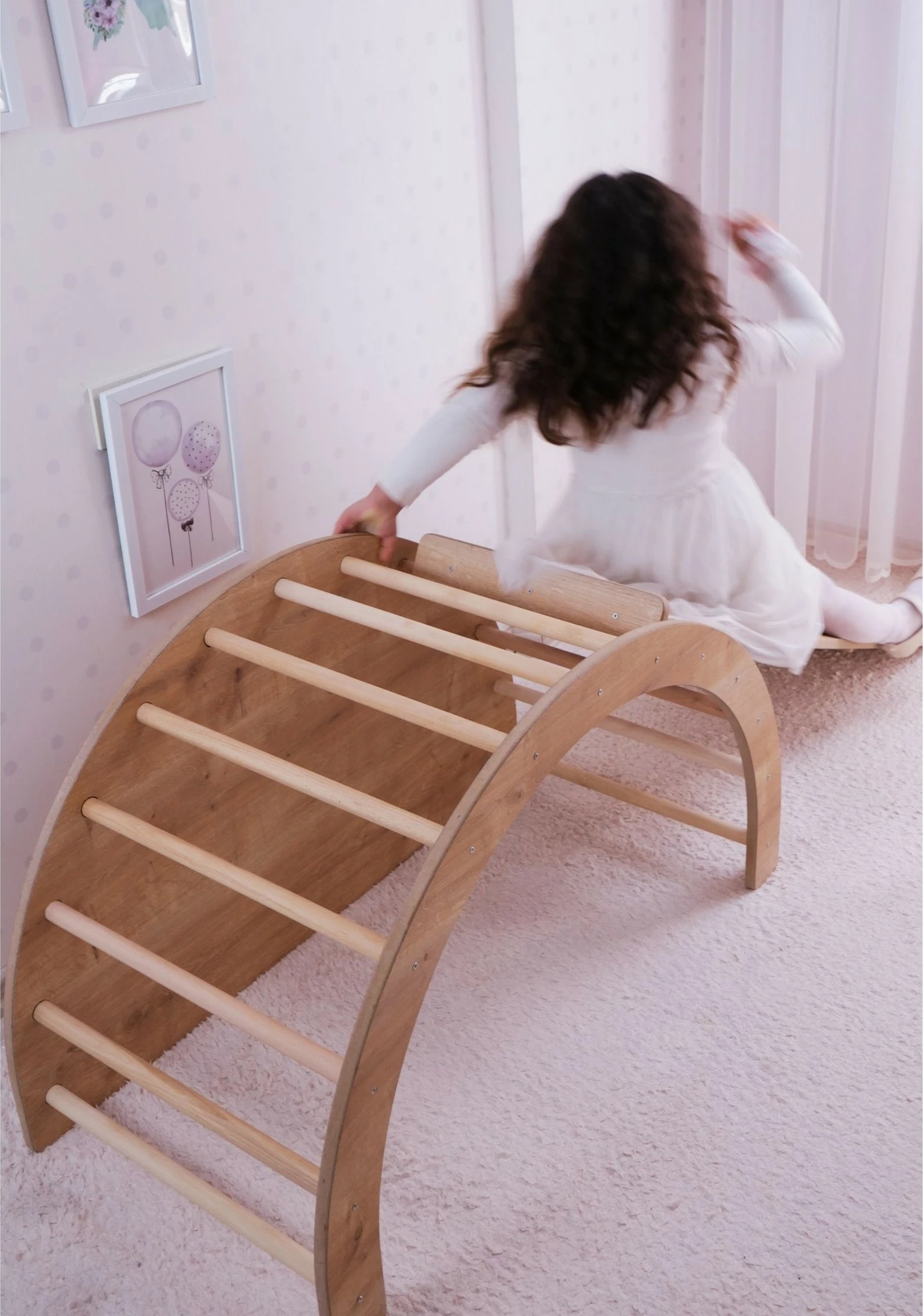 Set ngjitës Pikler për fëmijë, ngjyrë kafe, Hanah Home, Sincap