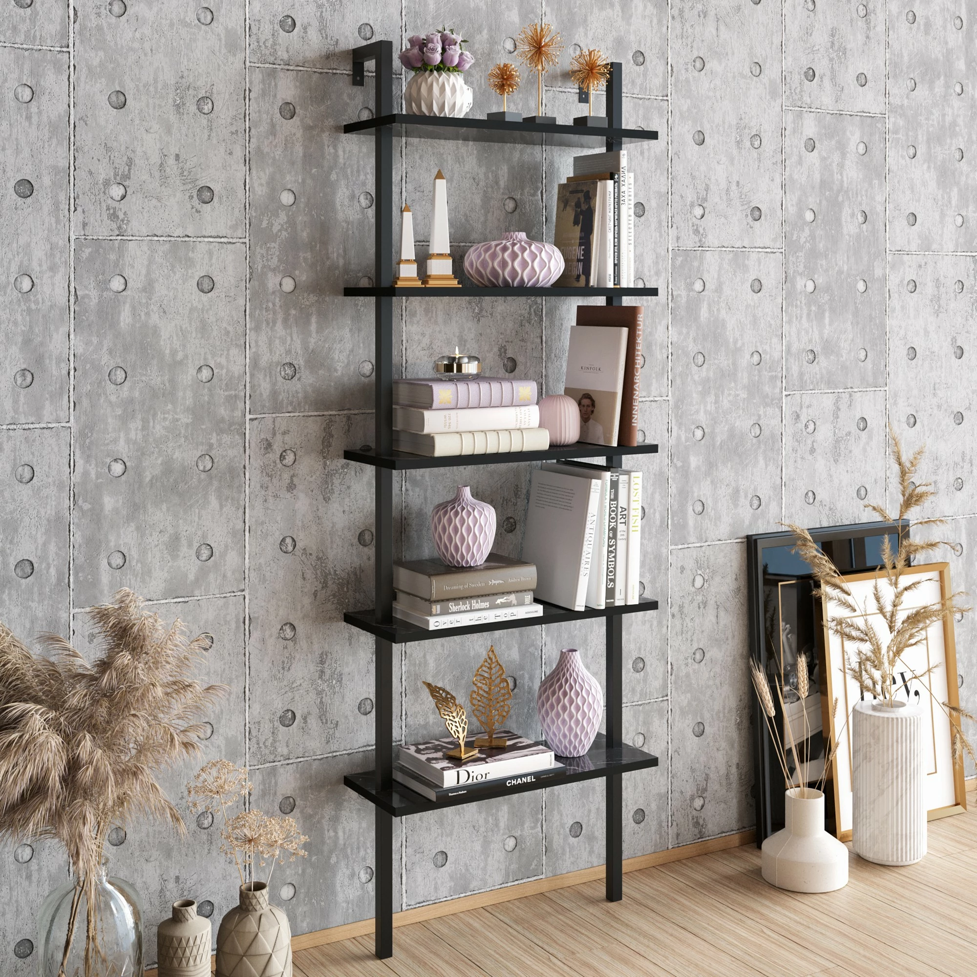 Raft librash Hanah Home, Piante, ngjyrë e zezë