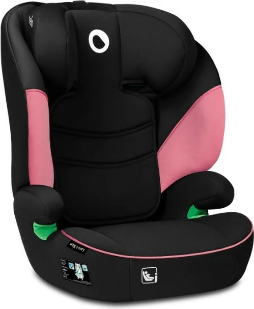 Ulëse makine Lionelo Lars i-Size për fëmijë, 100-150 cm, 15-36 kg, e zezë/rozë