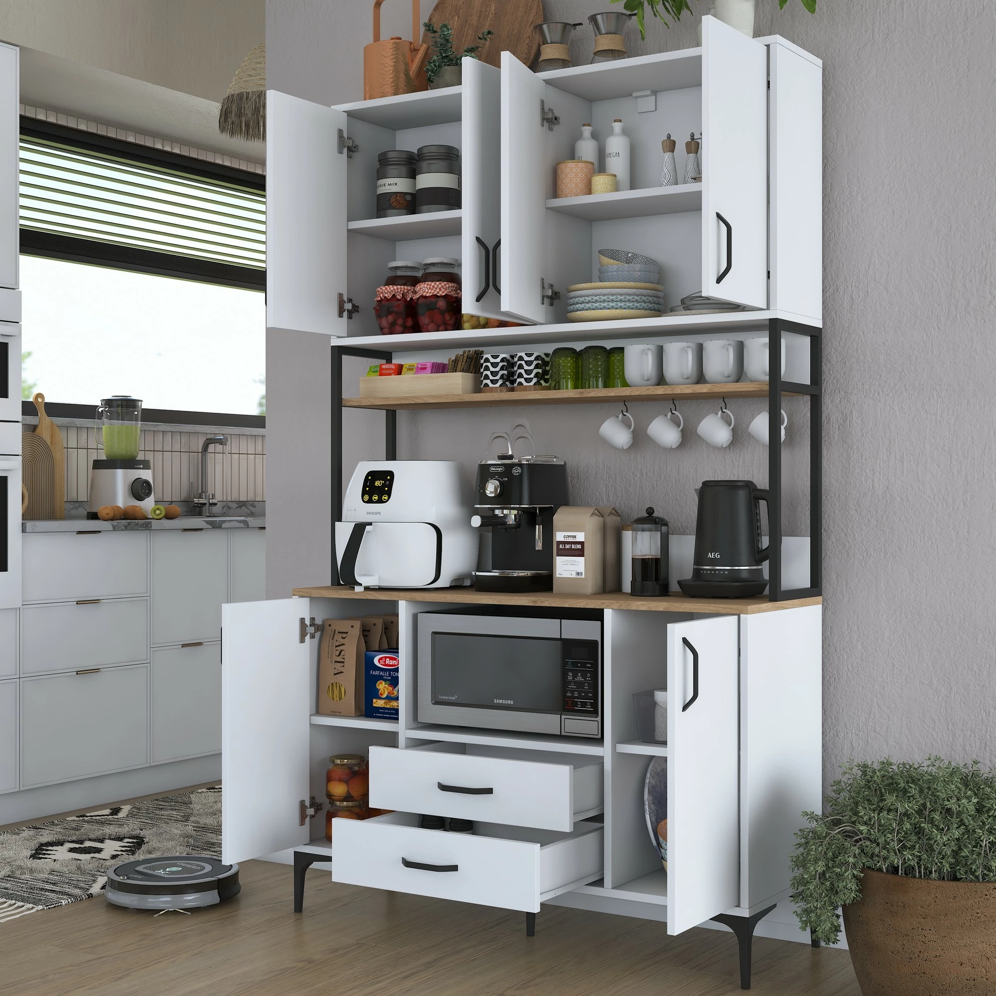 Dollap multifunksional Skye Decor, ngjyrë arre dhe e bardhë, JE169 - 3400