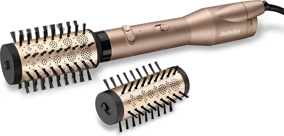 Furçë flokësh me ajër të nxehtë rrotulluese, BaByliss AS952E, 650W, 2 temperatura, jonizim, 2 koka, kabllo 2.5 m, rozë e artë