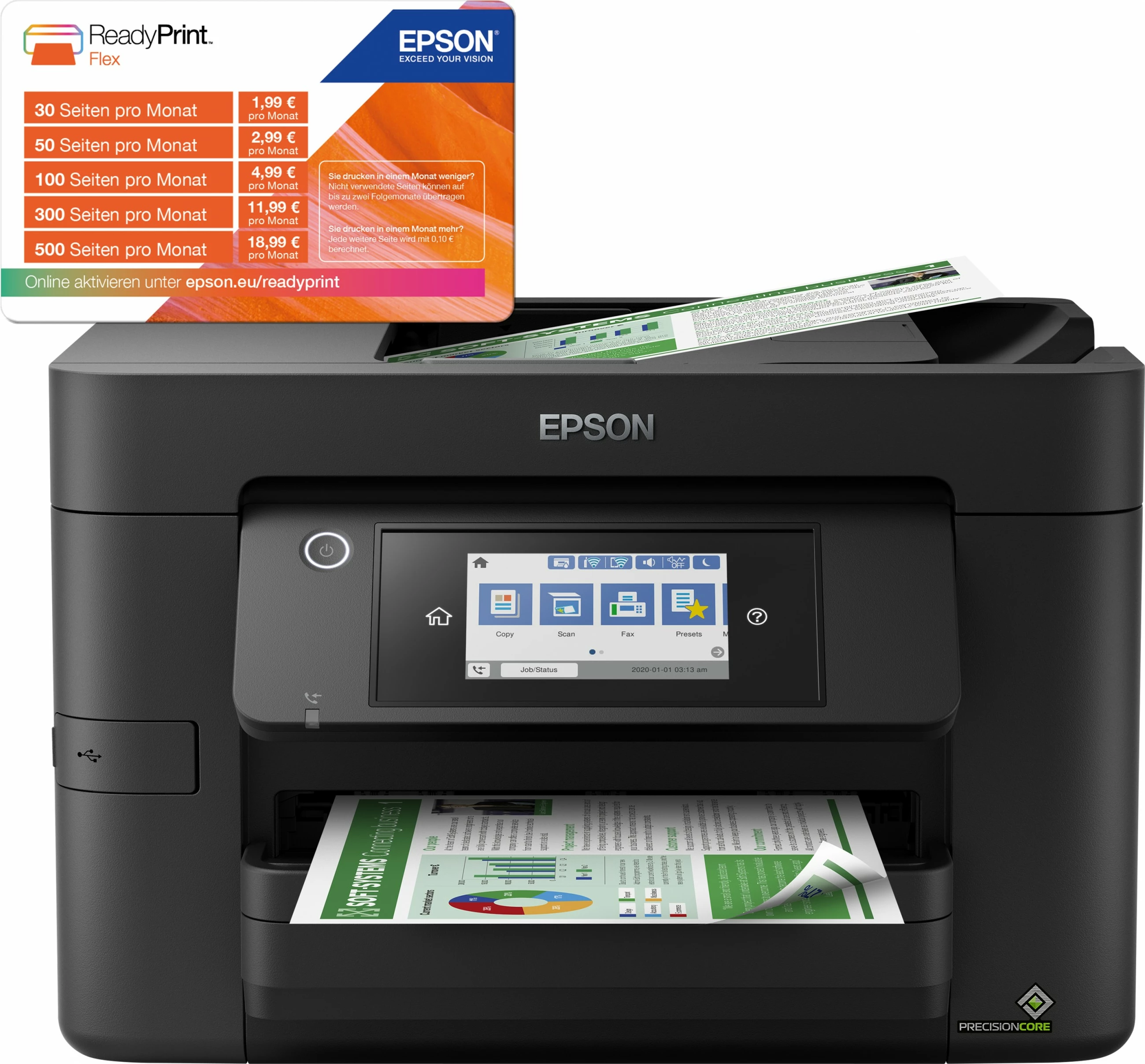 Printer multifunksional Epson WorkForce Pro WF-4820DWF, inkjet, A4, Wi-Fi, i zi