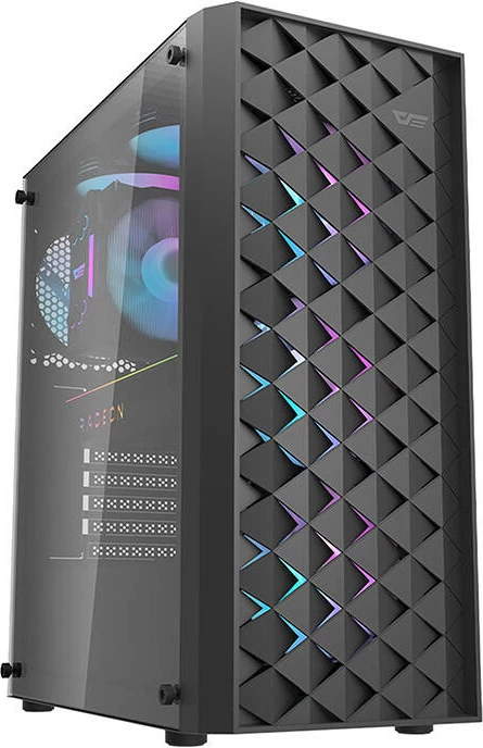 Kasë Darkflash DK351 me 4 ventilatorë RGB, Middle Tower, xham i temperuar, e zezë