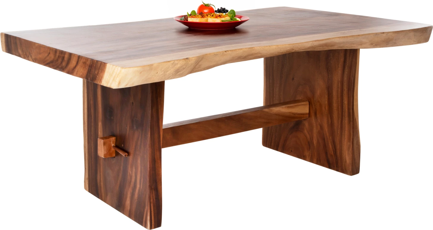 Tavolinë ngrënie ULYSES FH9888 dru suar i ngurtë natyral-9cm trashësi 160x90x78Hcm