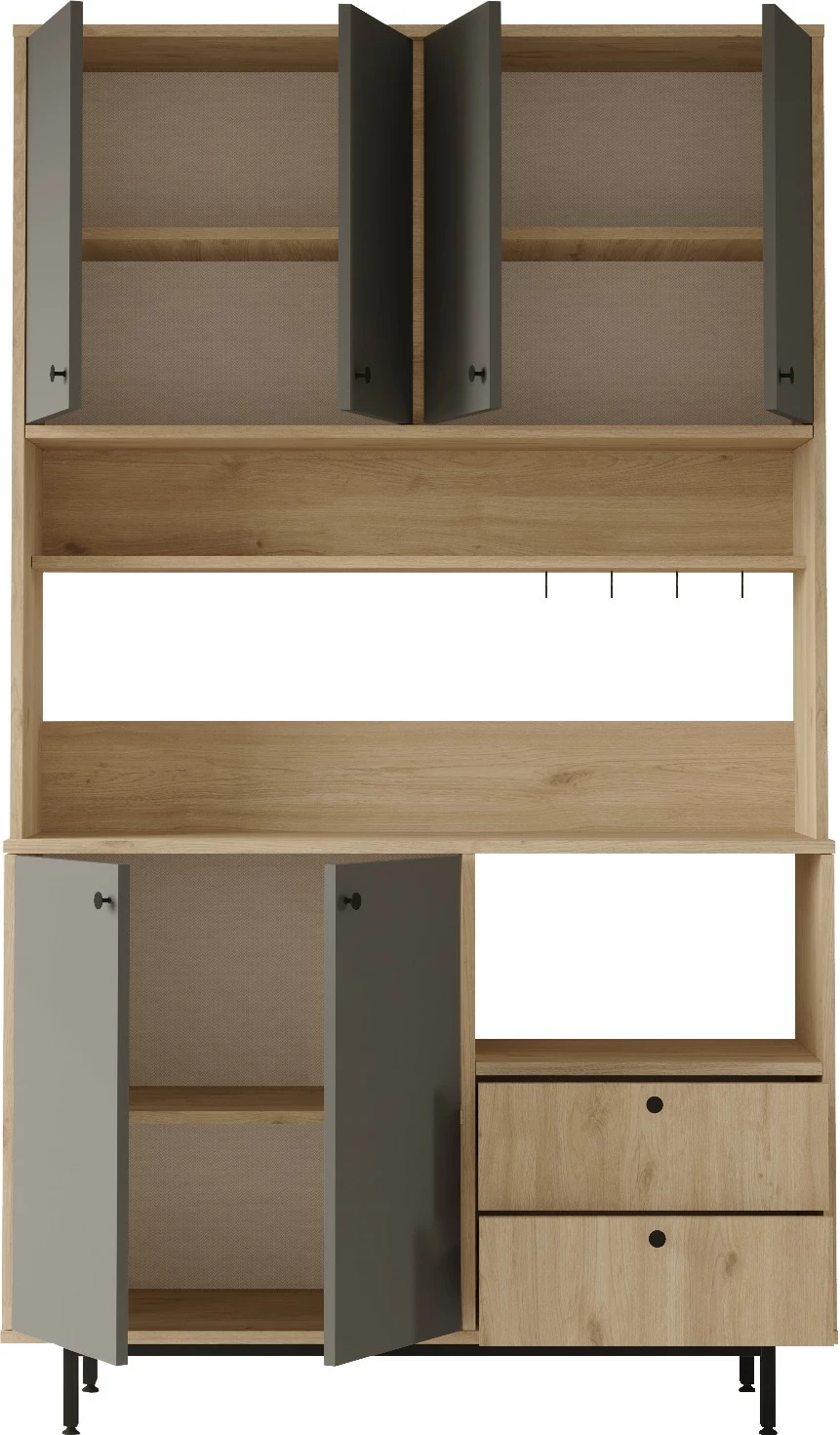 Dollap multifunksional Hanah Home, RE7-SA, ngjyrë lis dhe antracit, 120x205x35.5cm